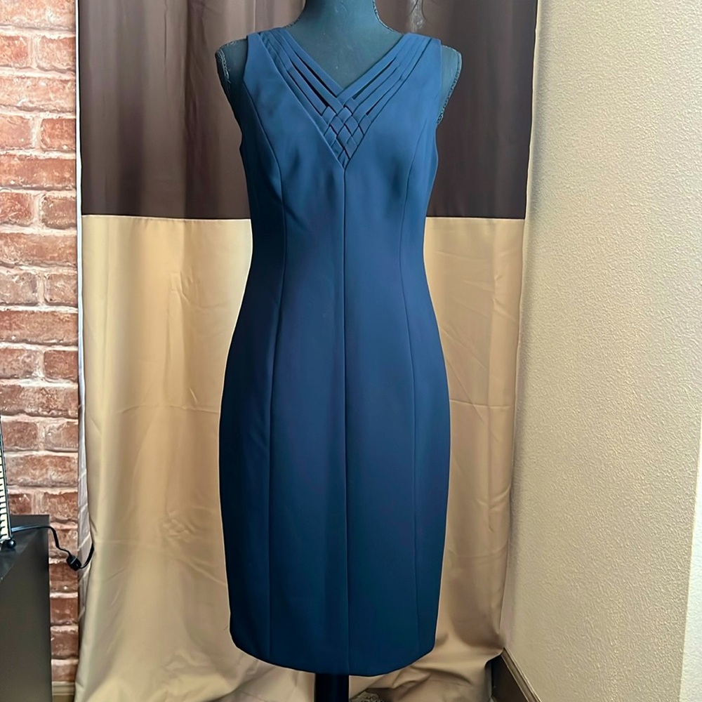 Brand New Carmen Marc Valvo Dress in Navy Blue